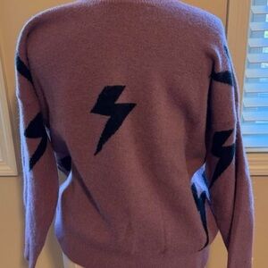 Purple Sweater with Black Lightning Bolts